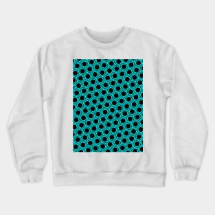 Pattern hexagon blue on black background Crewneck Sweatshirt